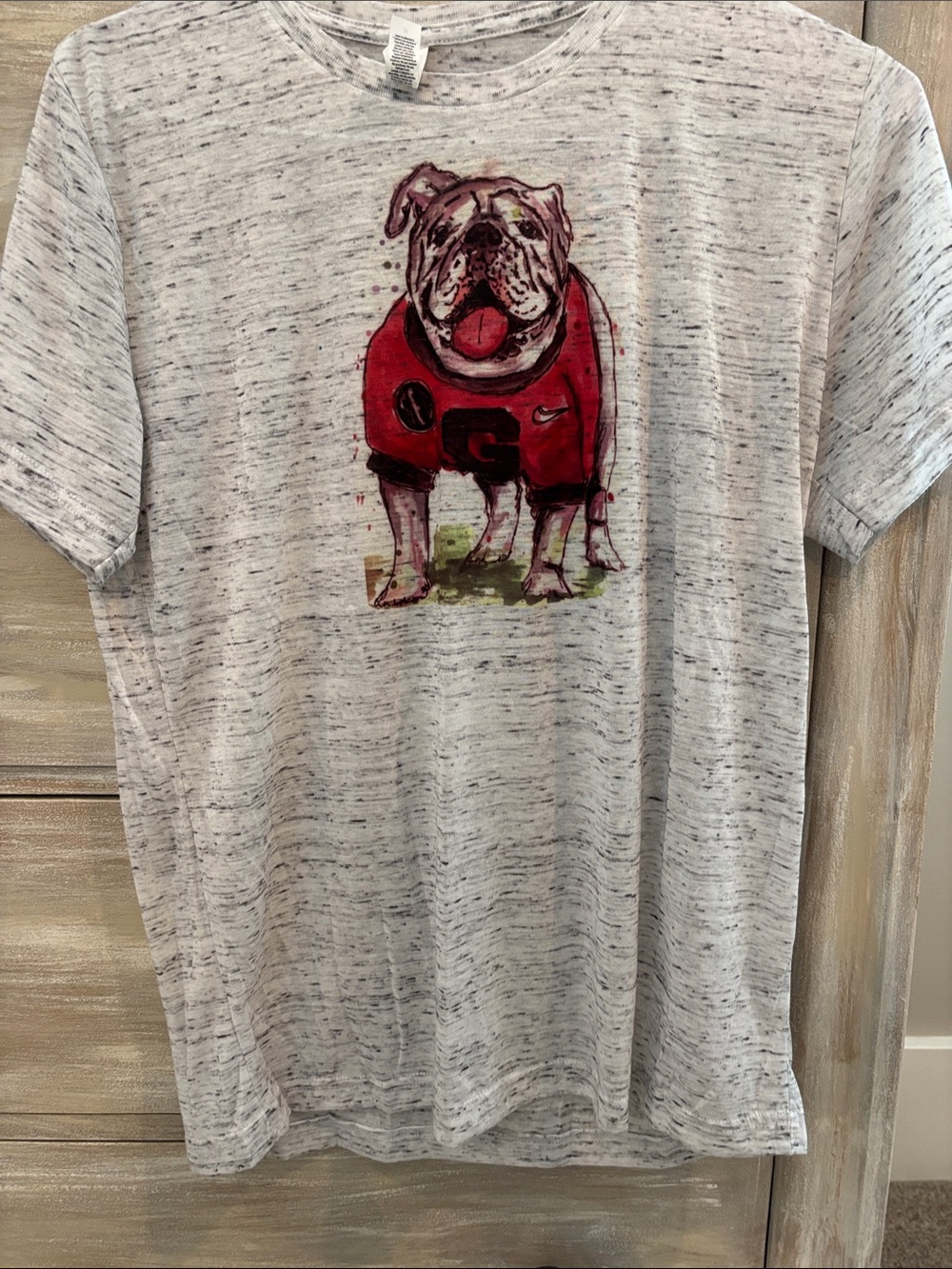 Bella Canvas Heather Gray Short Sleeve Tee with Red Bulldog Graphic